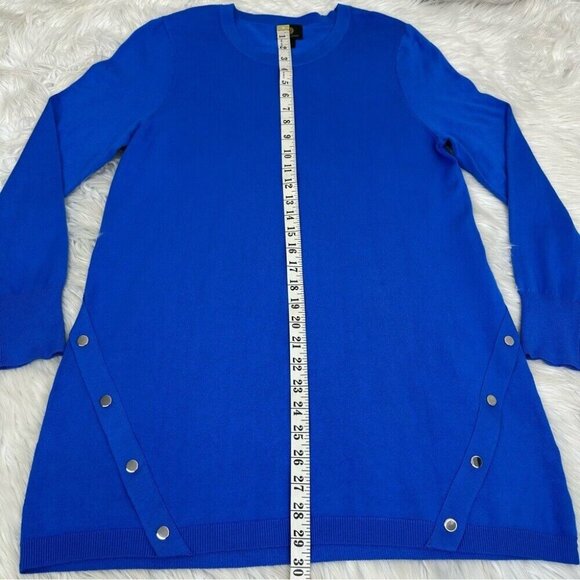 JM Collection Women's NWT Seaport Blue Crew Neck Modern Tunic Knit Sweater M/C36 - Picture 10 of 12